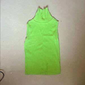 Green Sleeveless Turtleneck Top